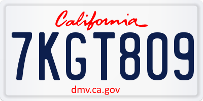 CA license plate 7KGT809