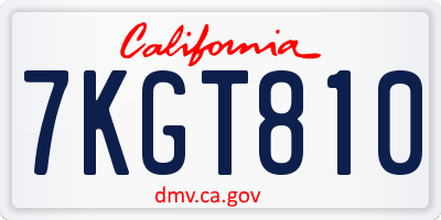 CA license plate 7KGT810