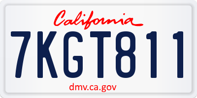 CA license plate 7KGT811