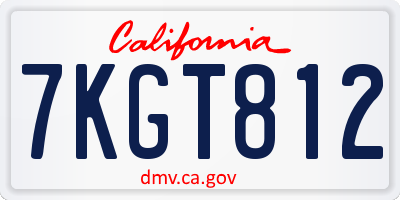 CA license plate 7KGT812
