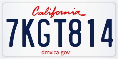 CA license plate 7KGT814