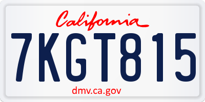 CA license plate 7KGT815