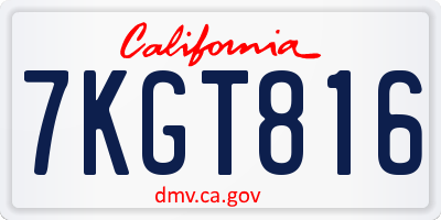 CA license plate 7KGT816