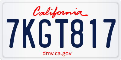 CA license plate 7KGT817