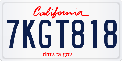 CA license plate 7KGT818