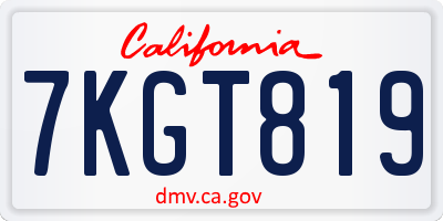CA license plate 7KGT819