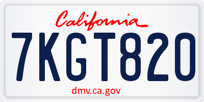 CA license plate 7KGT820
