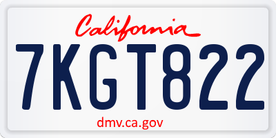 CA license plate 7KGT822