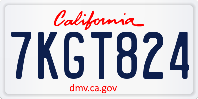 CA license plate 7KGT824