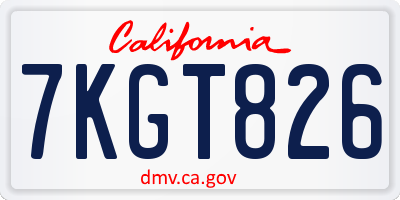 CA license plate 7KGT826