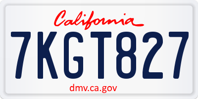 CA license plate 7KGT827
