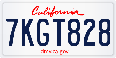 CA license plate 7KGT828