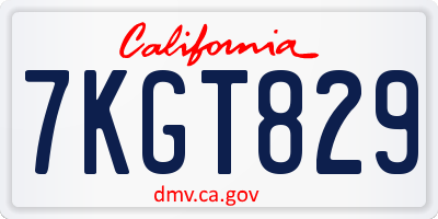 CA license plate 7KGT829