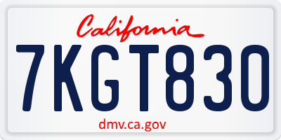 CA license plate 7KGT830
