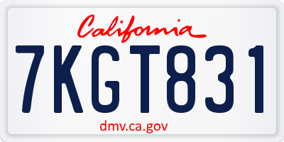 CA license plate 7KGT831