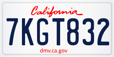 CA license plate 7KGT832