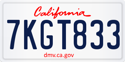 CA license plate 7KGT833