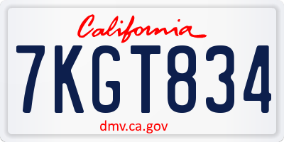 CA license plate 7KGT834