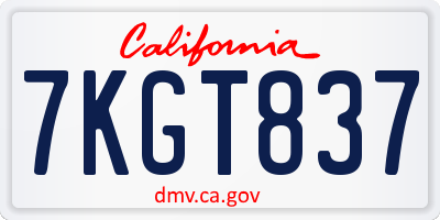 CA license plate 7KGT837