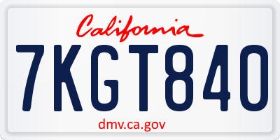 CA license plate 7KGT840