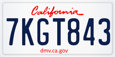 CA license plate 7KGT843