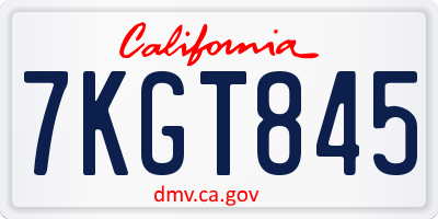 CA license plate 7KGT845