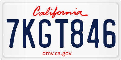 CA license plate 7KGT846