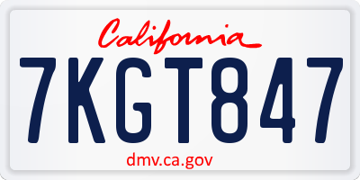 CA license plate 7KGT847
