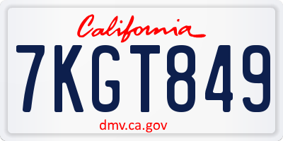 CA license plate 7KGT849