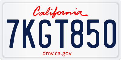 CA license plate 7KGT850