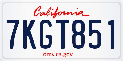 CA license plate 7KGT851