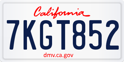 CA license plate 7KGT852