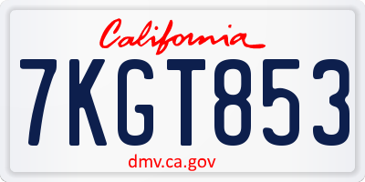 CA license plate 7KGT853