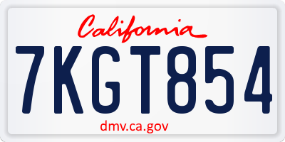 CA license plate 7KGT854
