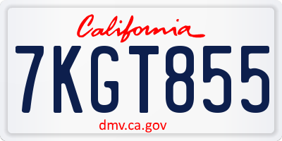 CA license plate 7KGT855