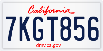 CA license plate 7KGT856