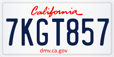 CA license plate 7KGT857