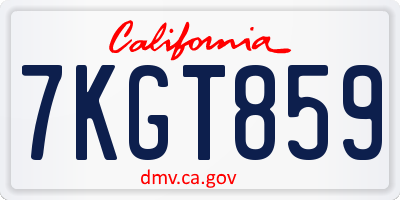 CA license plate 7KGT859