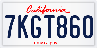 CA license plate 7KGT860