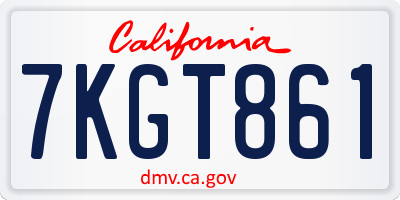 CA license plate 7KGT861