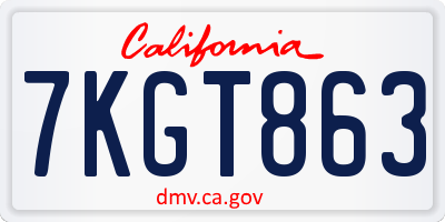 CA license plate 7KGT863