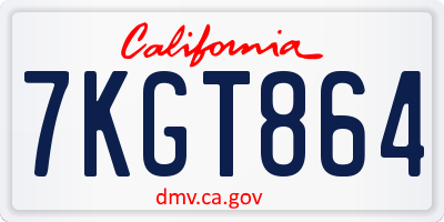CA license plate 7KGT864