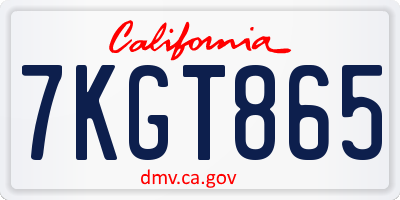 CA license plate 7KGT865