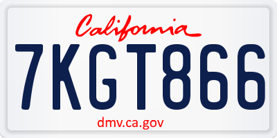 CA license plate 7KGT866