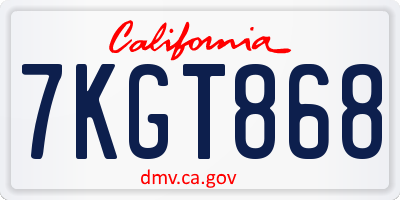 CA license plate 7KGT868