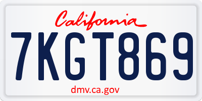 CA license plate 7KGT869