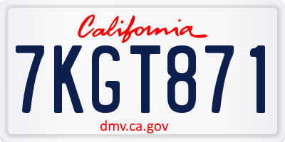 CA license plate 7KGT871