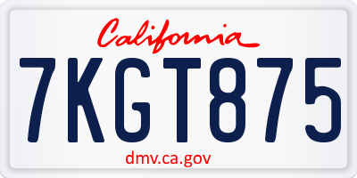 CA license plate 7KGT875