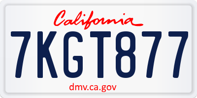 CA license plate 7KGT877