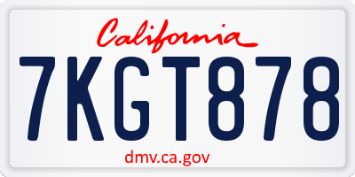 CA license plate 7KGT878